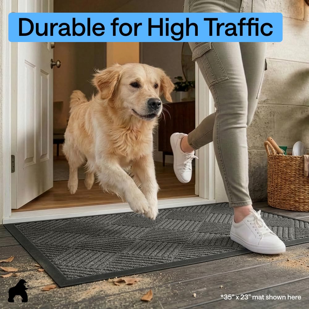 GORILLA GRIP WeatherMAX Door Mat packaged showing dimensions