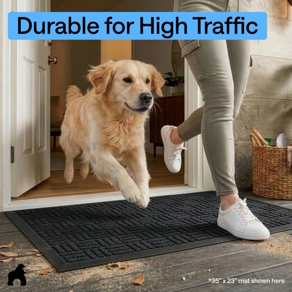 GORILLA GRIP WeatherMAX Door Mat rolled up for easy storage