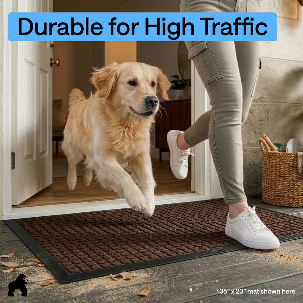 GORILLA GRIP WeatherMAX Door Mat rolled up for storage