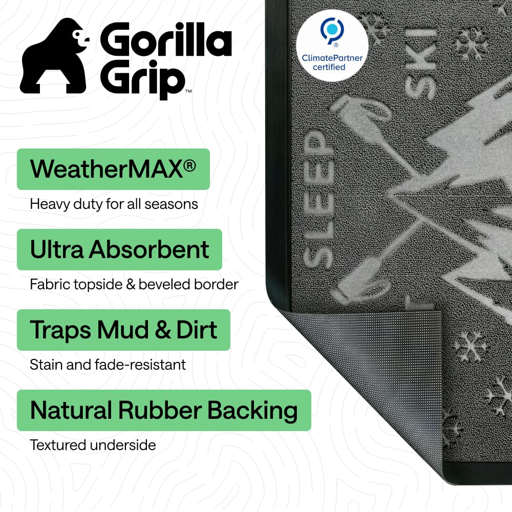 GORILLA GRIP WeatherMAX Door Mat showing deep grooves for moisture capture