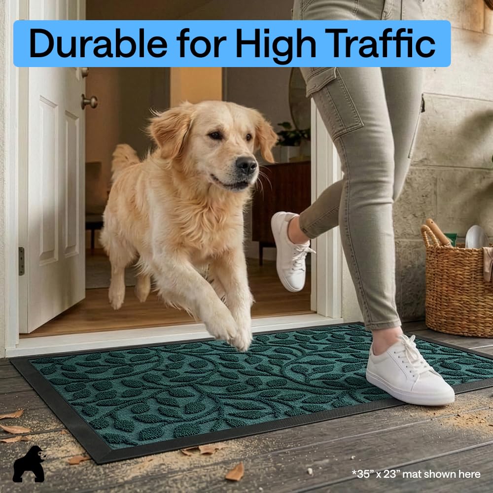 GORILLA GRIP WeatherMAX Door Mat showing dimensions of 47x35 inches