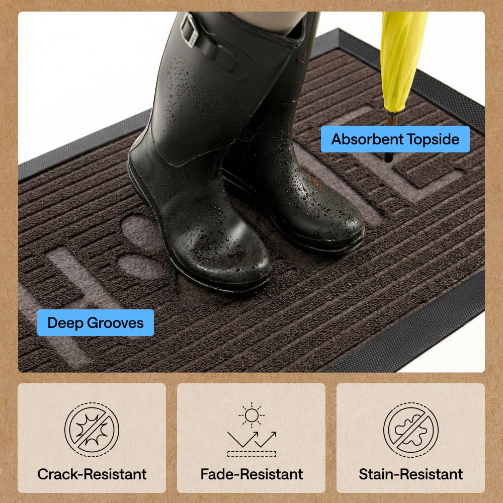 GORILLA GRIP WeatherMAX Door Mat showing moisture retention