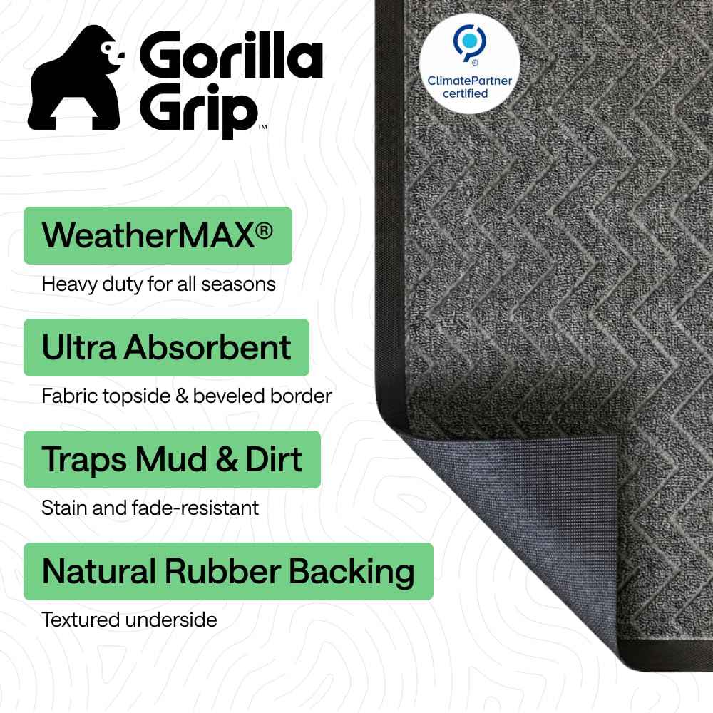 GORILLA GRIP WeatherMAX Door Mat side view showing thick rubber backing