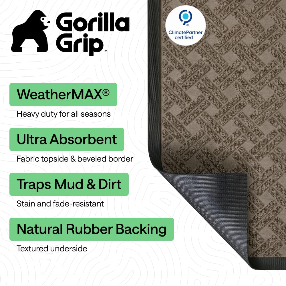 GORILLA GRIP WeatherMAX Door Mat side view, showing thickness