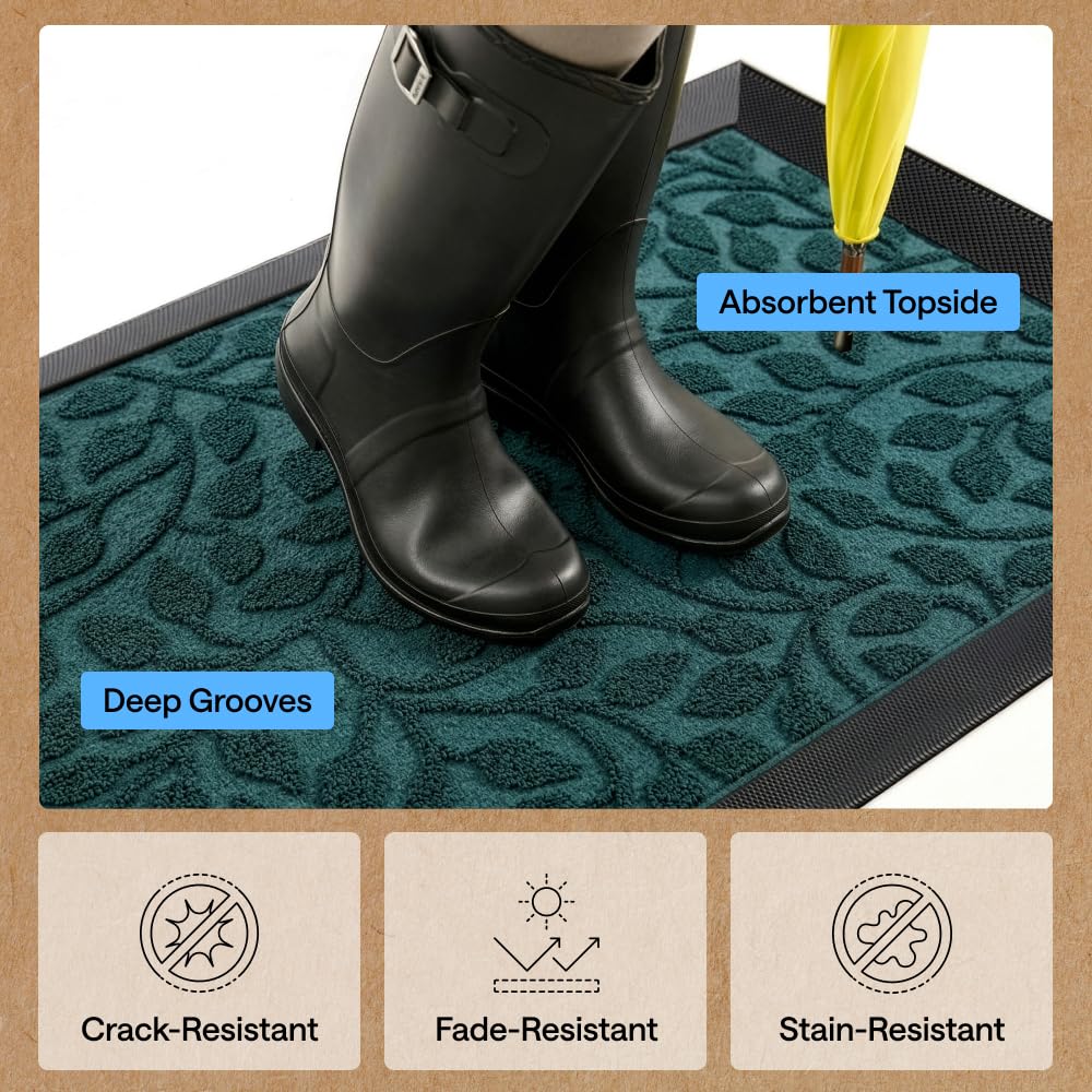 GORILLA GRIP WeatherMAX Door Mat with beveled rubber border