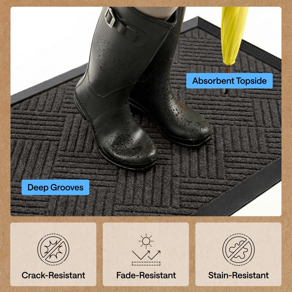 GORILLA GRIP WeatherMAX Door Mat with dirt and moisture captured
