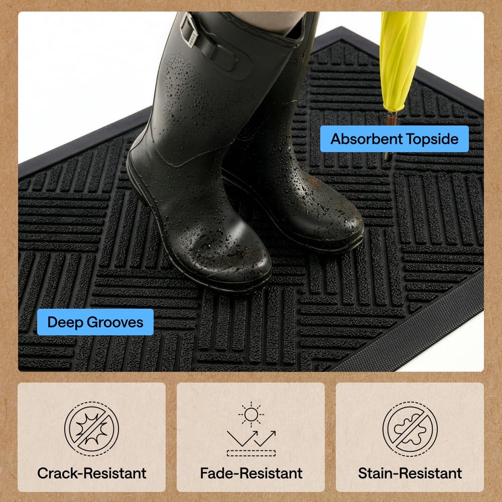 GORILLA GRIP WeatherMAX Doormat displaying retention dam feature