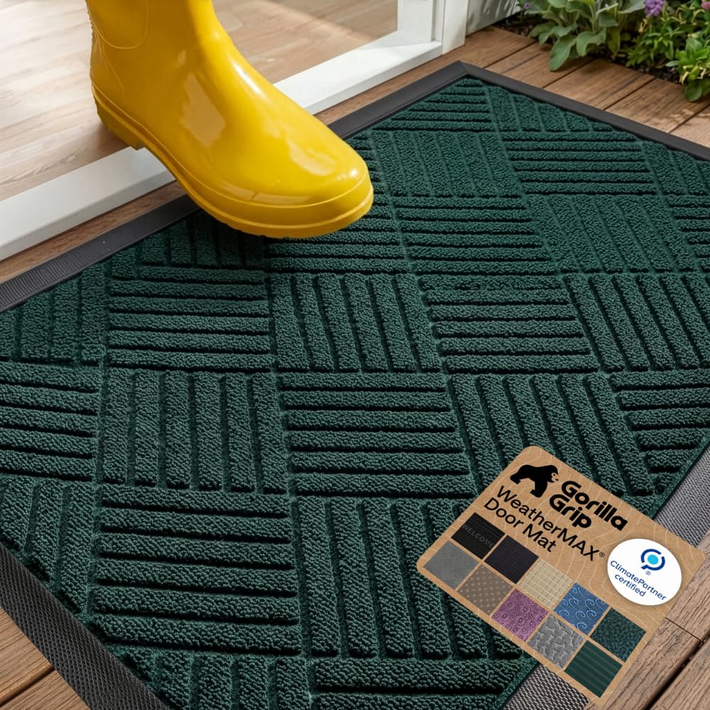 GORILLA GRIP WeatherMAX Doormat front view green diamond