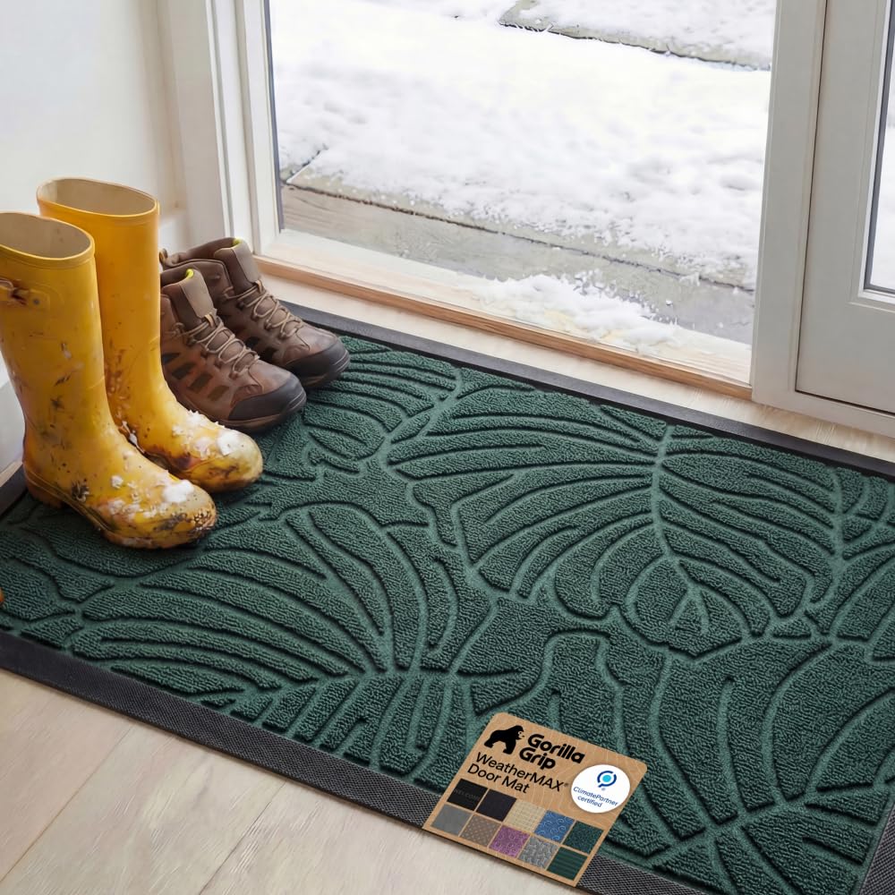 GORILLA GRIP WeatherMAX Doormat front view in Green Palm