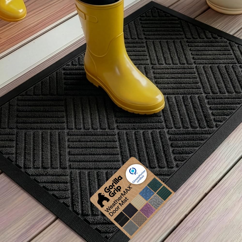 GORILLA GRIP WeatherMAX Doormat front view showing Black Diamond design