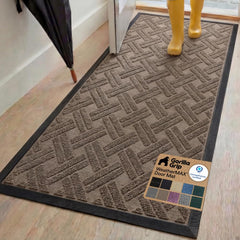 GORILLA GRIP WeatherMAX Doormat front view, Taupe Basket Weave