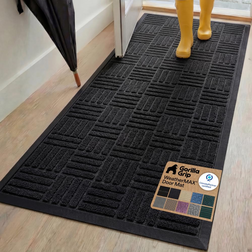 GORILLA GRIP WeatherMAX Doormat in Midnight Maze, front view