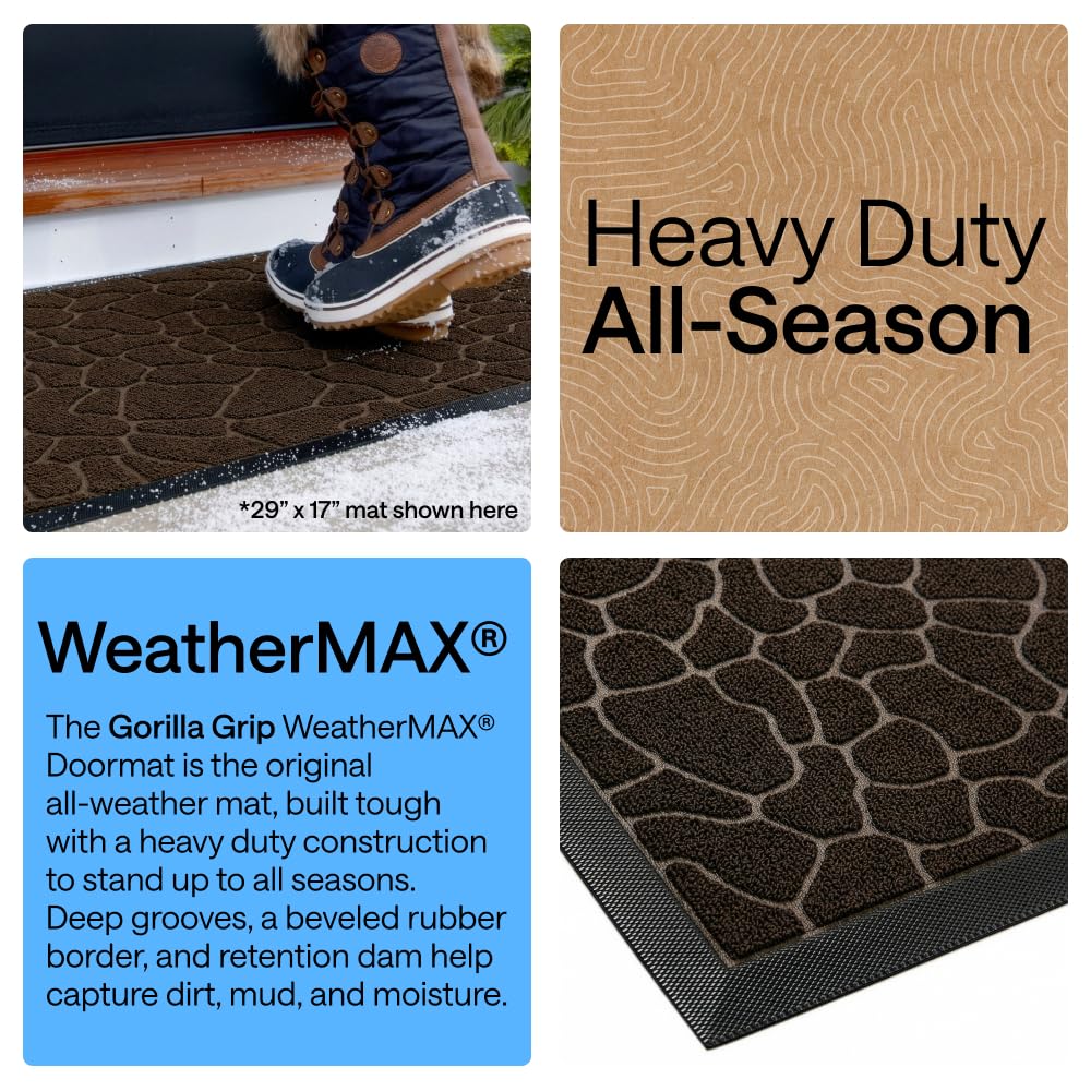 GORILLA GRIP WeatherMAX Doormat in outdoor setting, capturing dirt and moisture