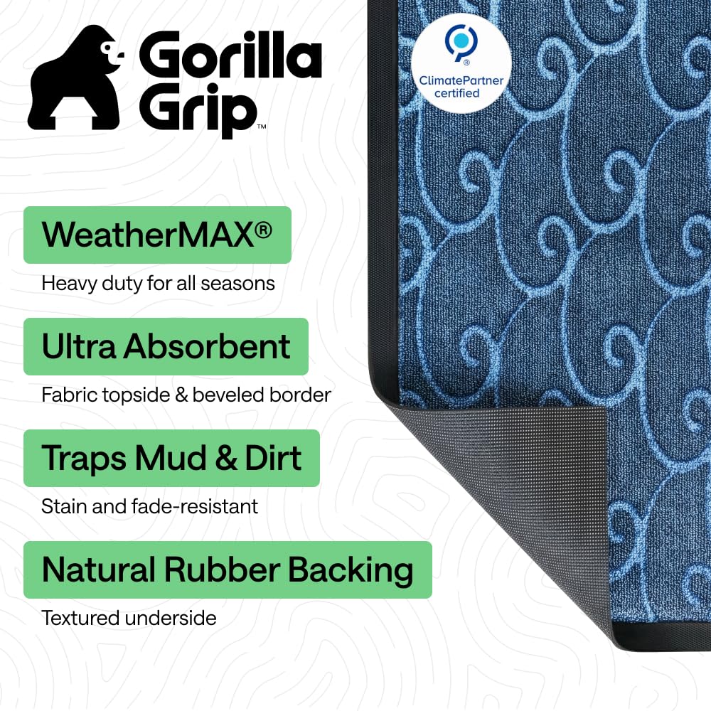 GORILLA GRIP WeatherMAX Doormat side view highlighting the rubber backing