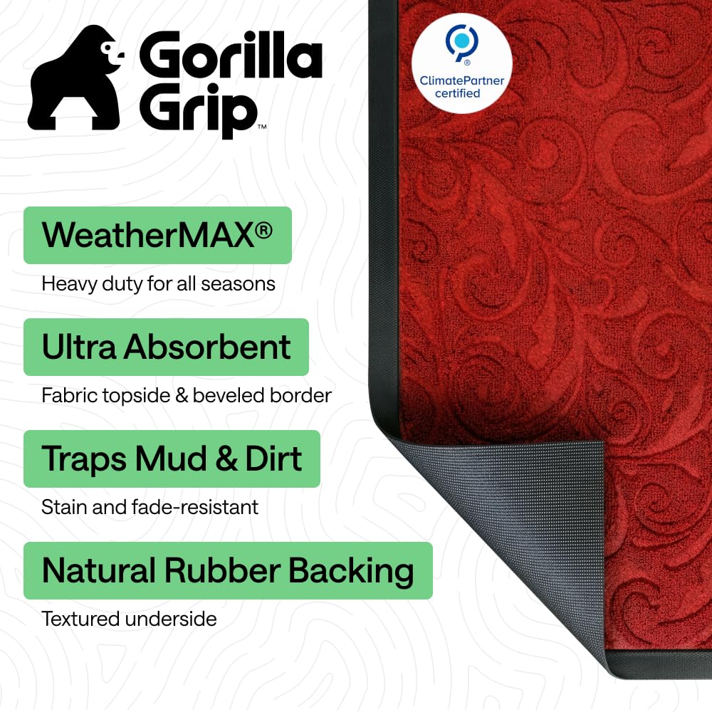 GORILLA GRIP WeatherMAX Doormat side view highlighting the rubber backing