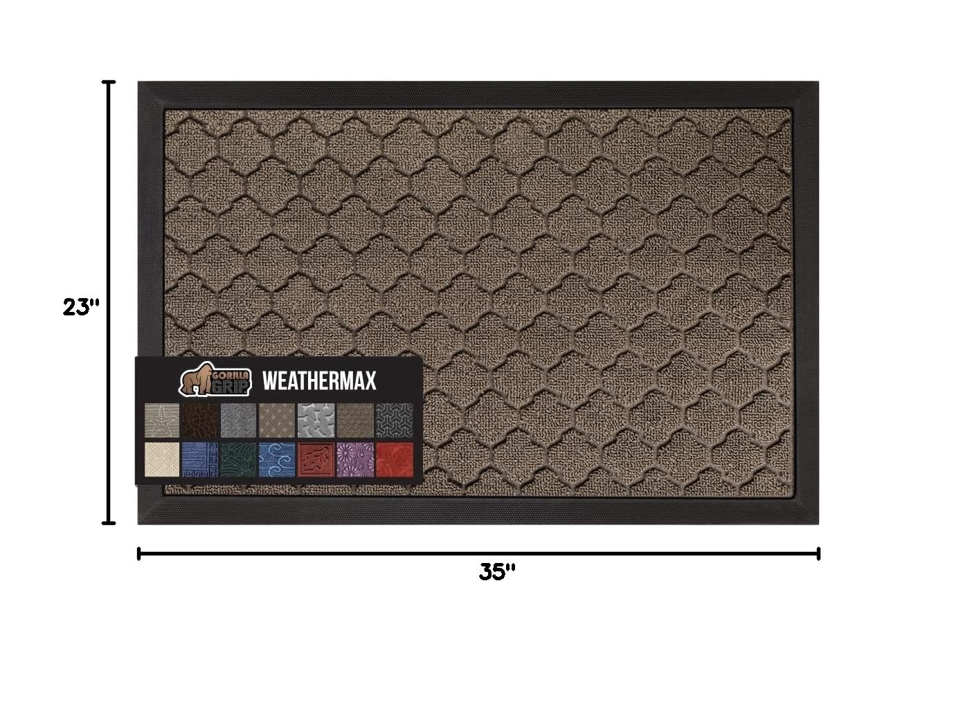 GORILLA GRIP WeatherMAX Doormat side view showcasing rubber backing