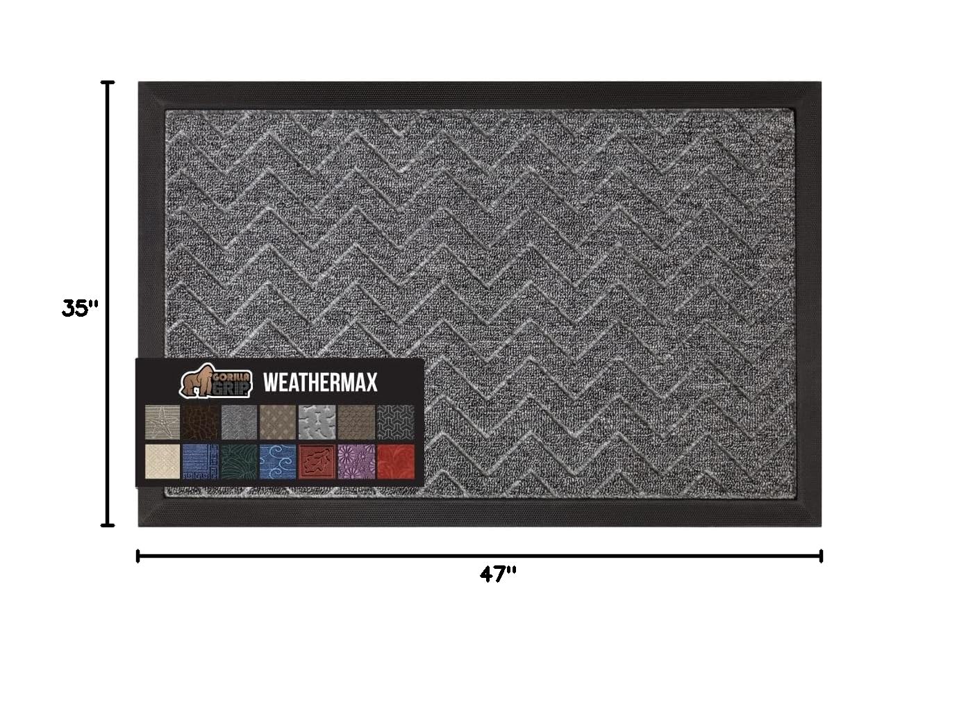 GORILLA GRIP WeatherMAX Doormat Steel Chevron close-up of texture