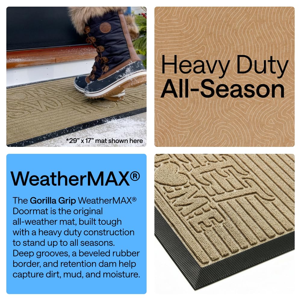 GORILLA GRIP WeatherMAX Doormat with beveled rubber border