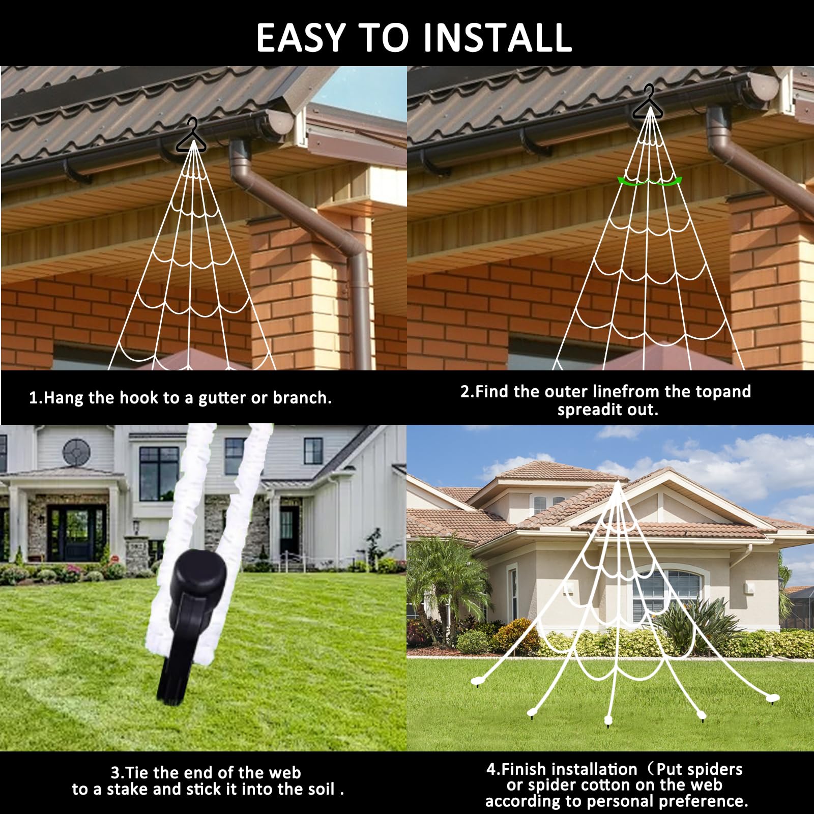 GORKAY Halloween decoration set with spiders and web