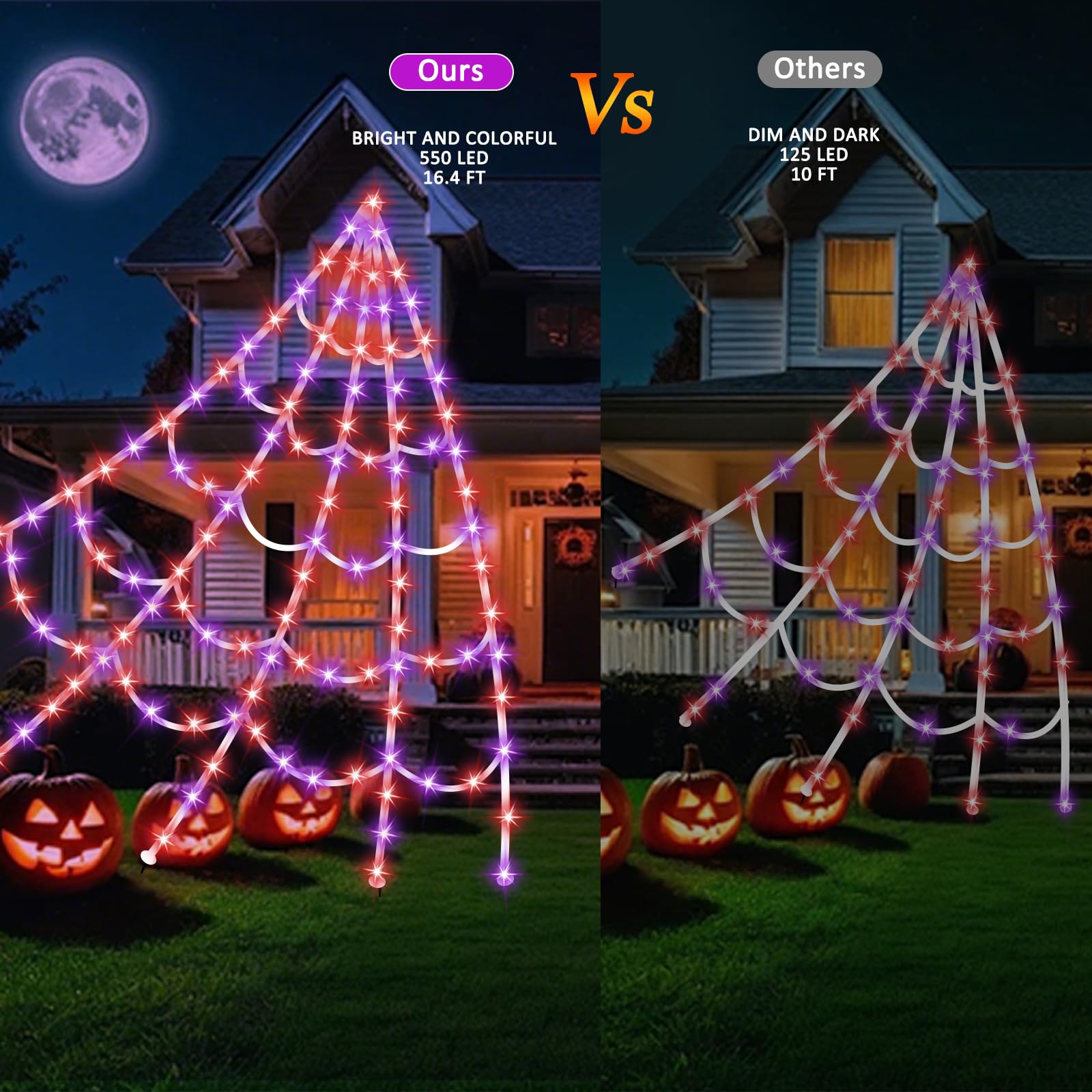 GORKAY Halloween Spider Web Lights displayed on a porch