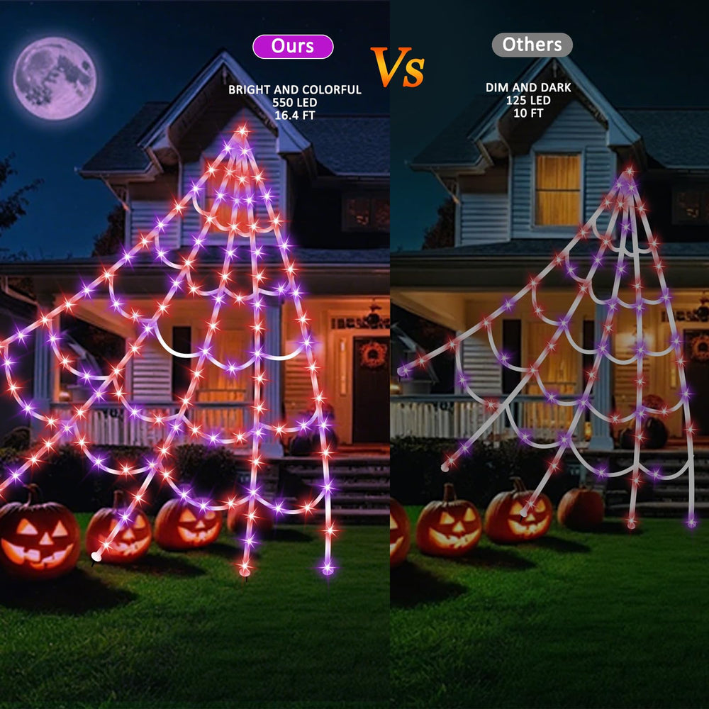 GORKAY Halloween Spider Web Lights displayed on a porch