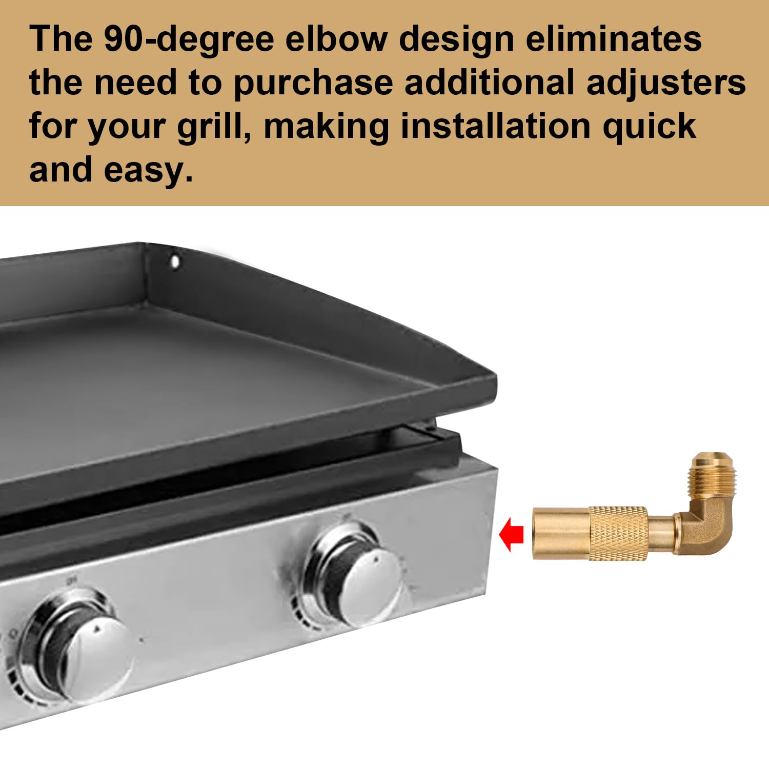Gosknor propane elbow adapter on outdoor cooking setup