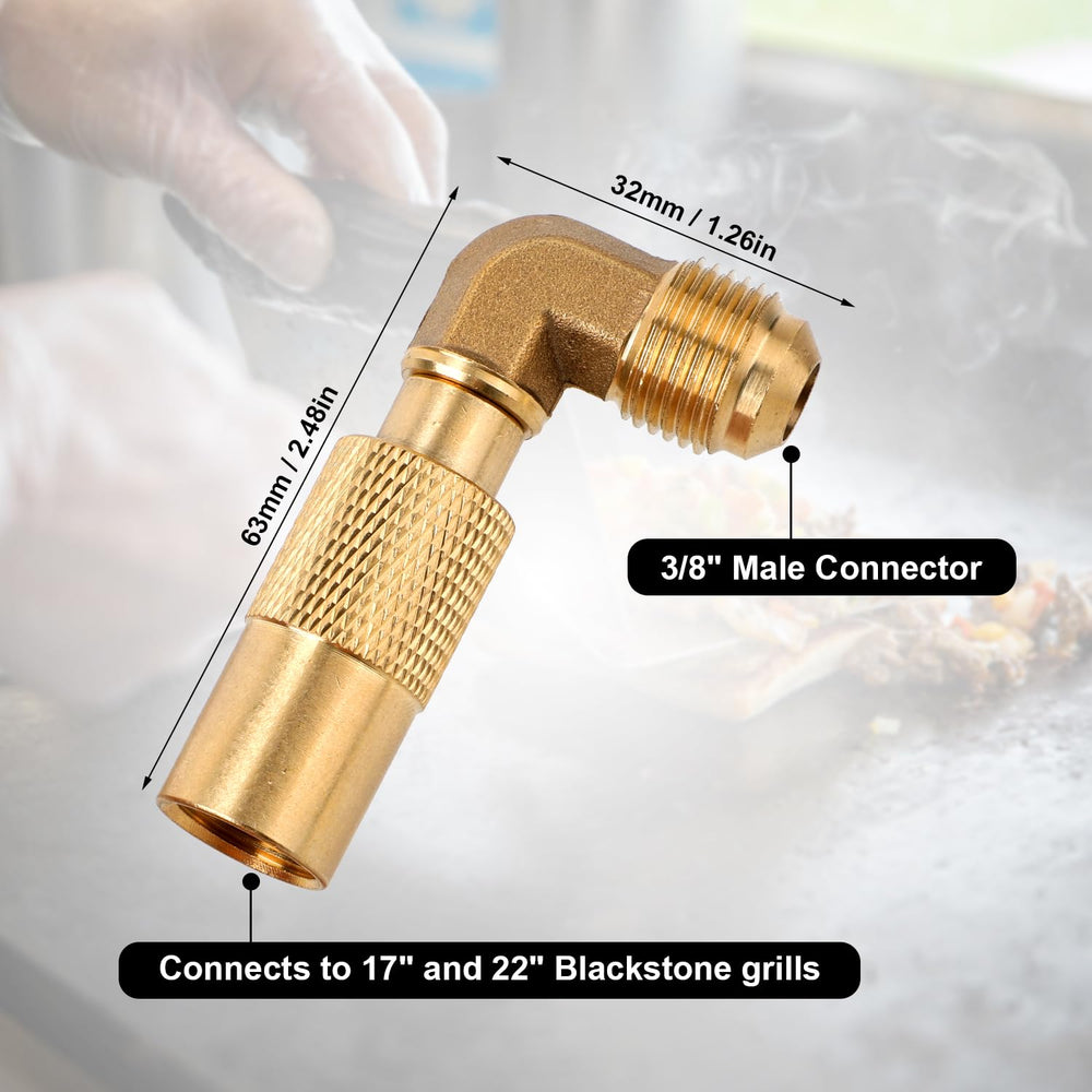 Gosknor propane elbow adapter side view showing brass material