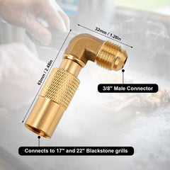 Gosknor propane elbow adapter side view showing brass material