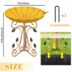 Gouisalin Vintage Metal Bird Bath side view in garden