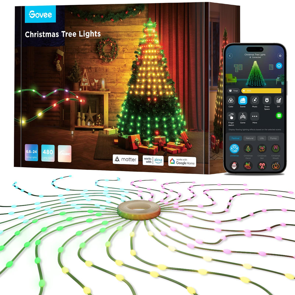 Govee Christmas Tree Lights 6.6ft multicolor string lights front view