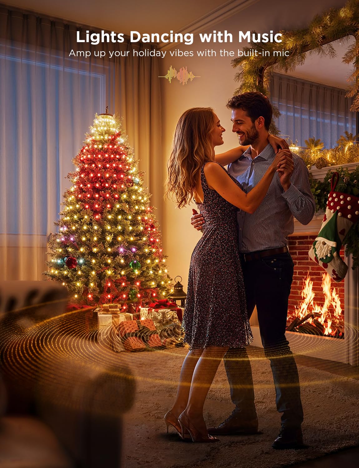 Govee Christmas Tree Lights in a cozy holiday setup