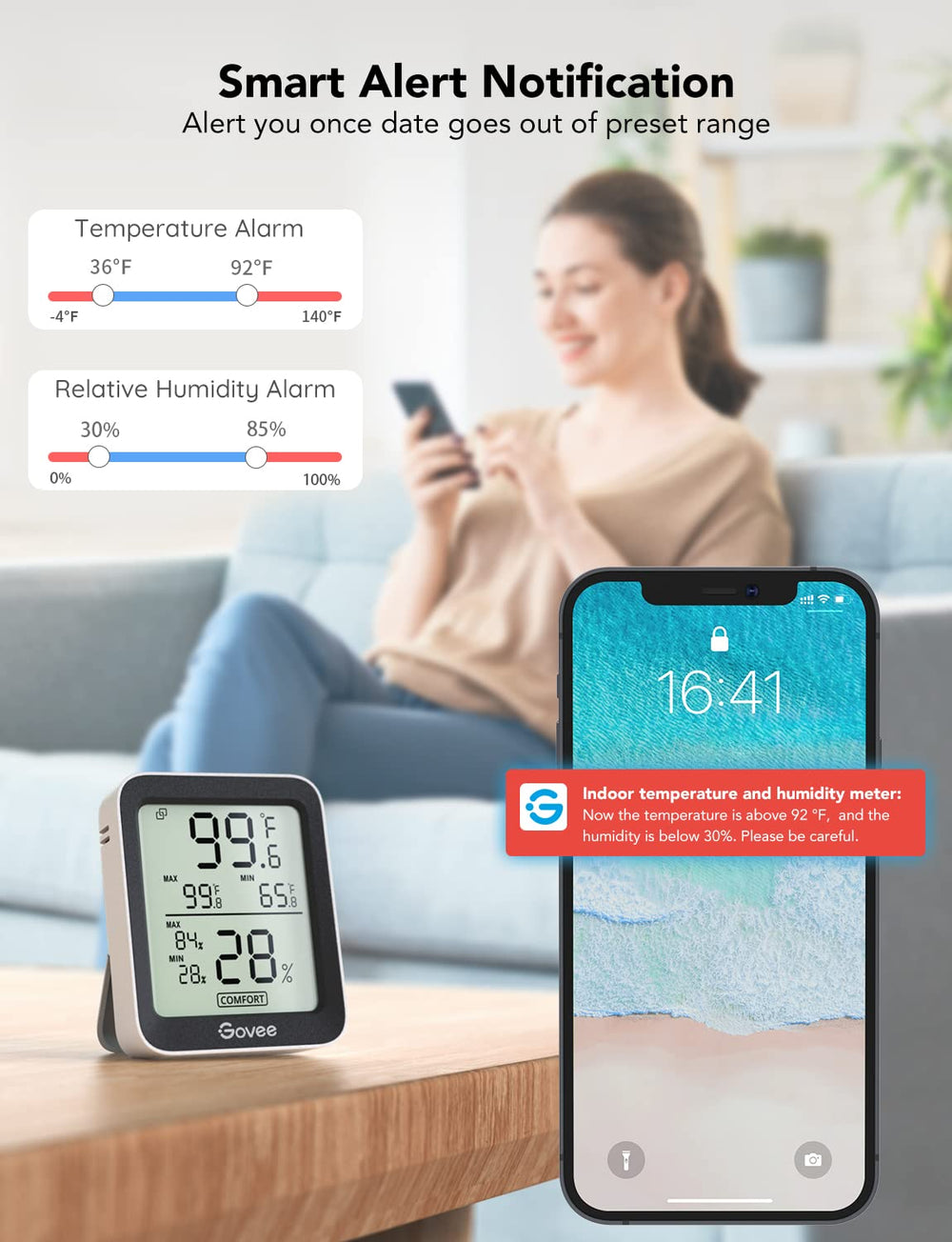 Govee H5075 Hygrometer Thermometer in a home setting