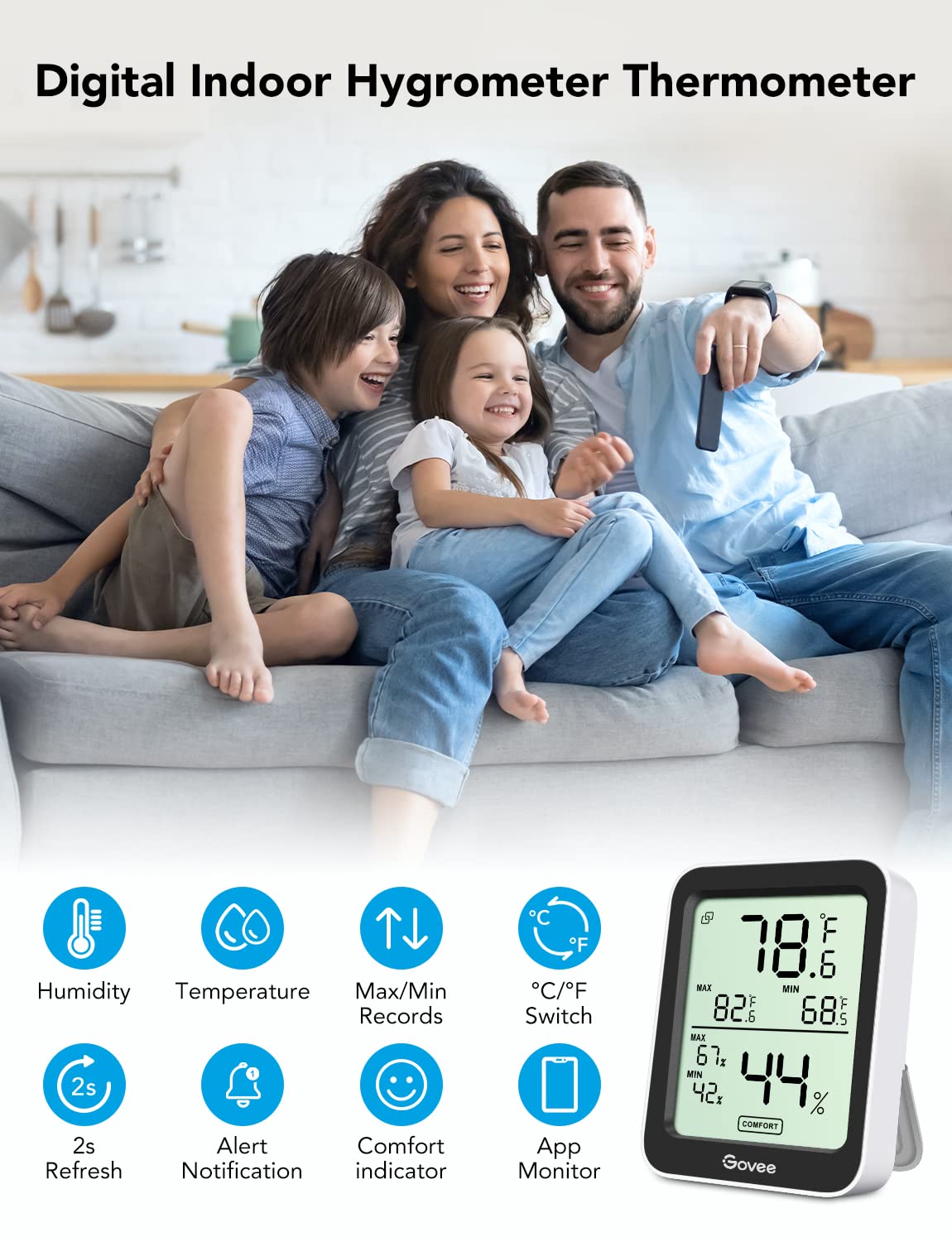 Govee H5075 Hygrometer Thermometer with large LCD display