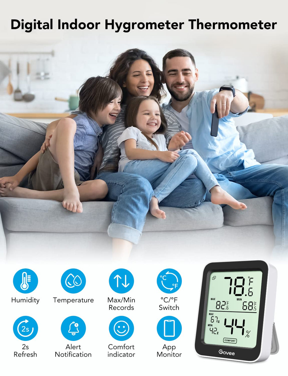 Govee H5075 Hygrometer Thermometer with large LCD display