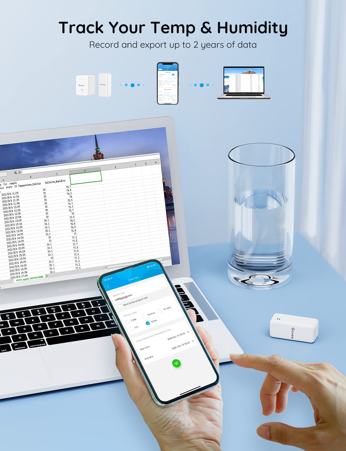 Govee Hygrometer sensor in a living room setting