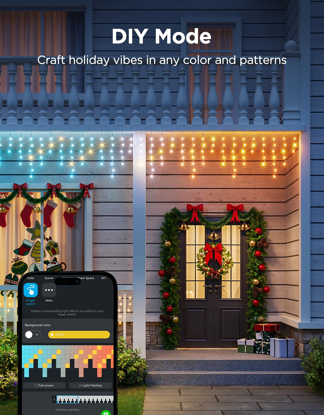 Govee Icicle Lights app interface on a smartphone