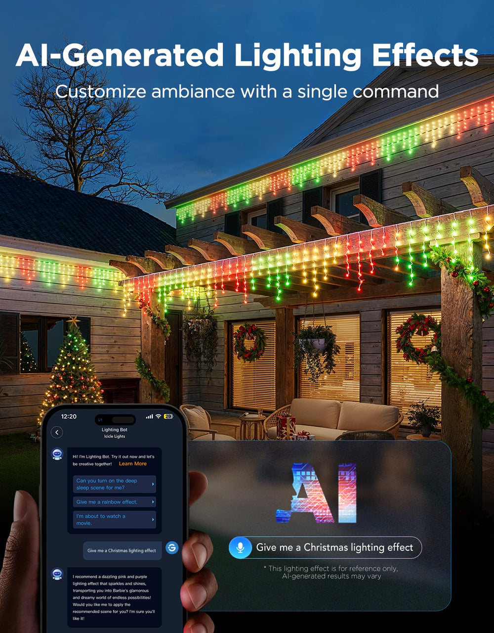 Govee Icicle Lights in snowy weather showing durability