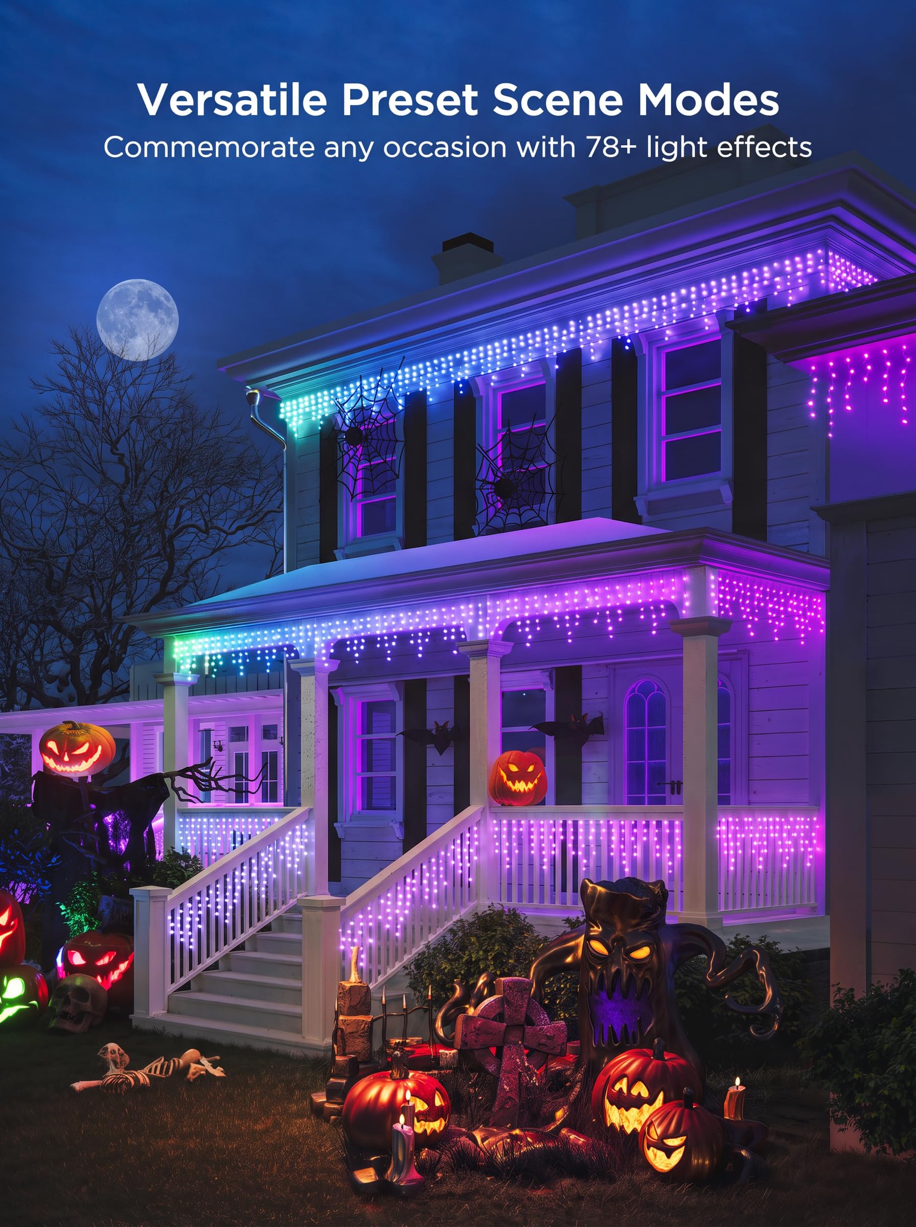 Govee Icicle Lights installation with clips and zip ties