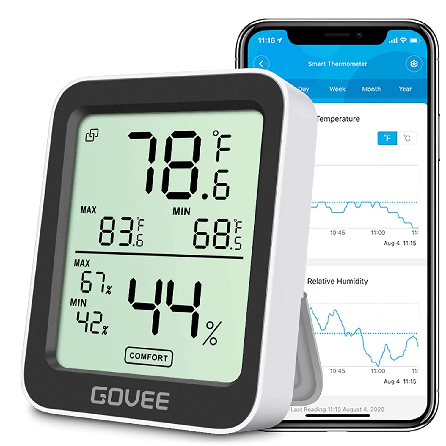 Govee Indoor Hygrometer Thermometer H5075 black model front view
