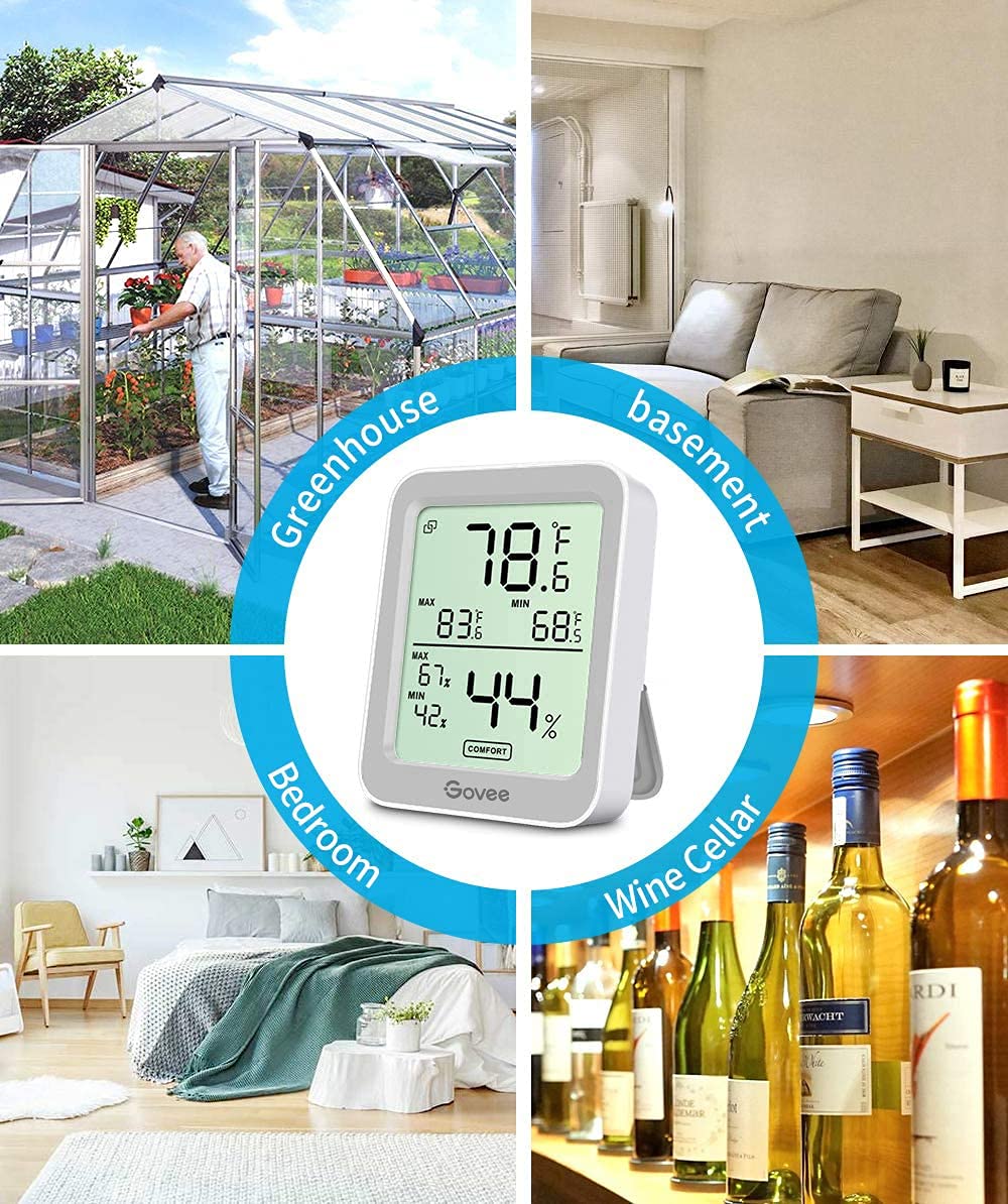Govee Indoor Hygrometer Thermometer in use in a greenhouse setting