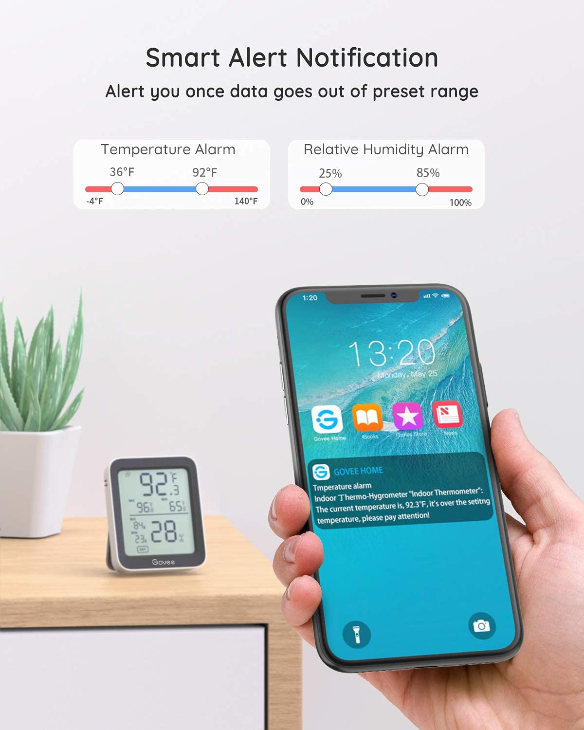 Govee Indoor Hygrometer Thermometer LCD display close-up