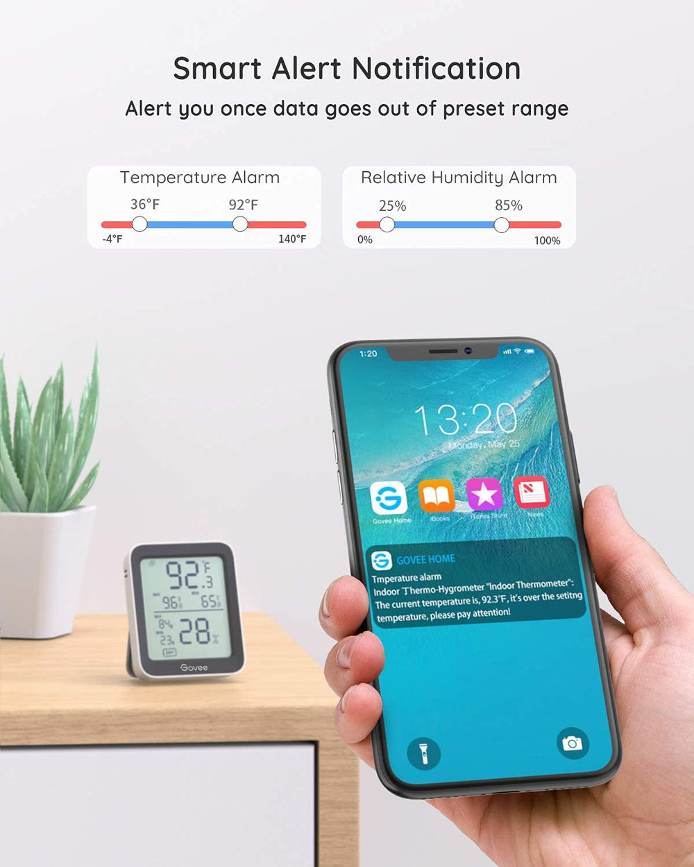 Govee Indoor Hygrometer Thermometer LCD display close-up