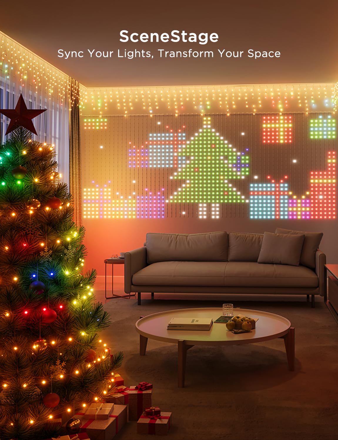 Govee lights in festive holiday atmosphere
