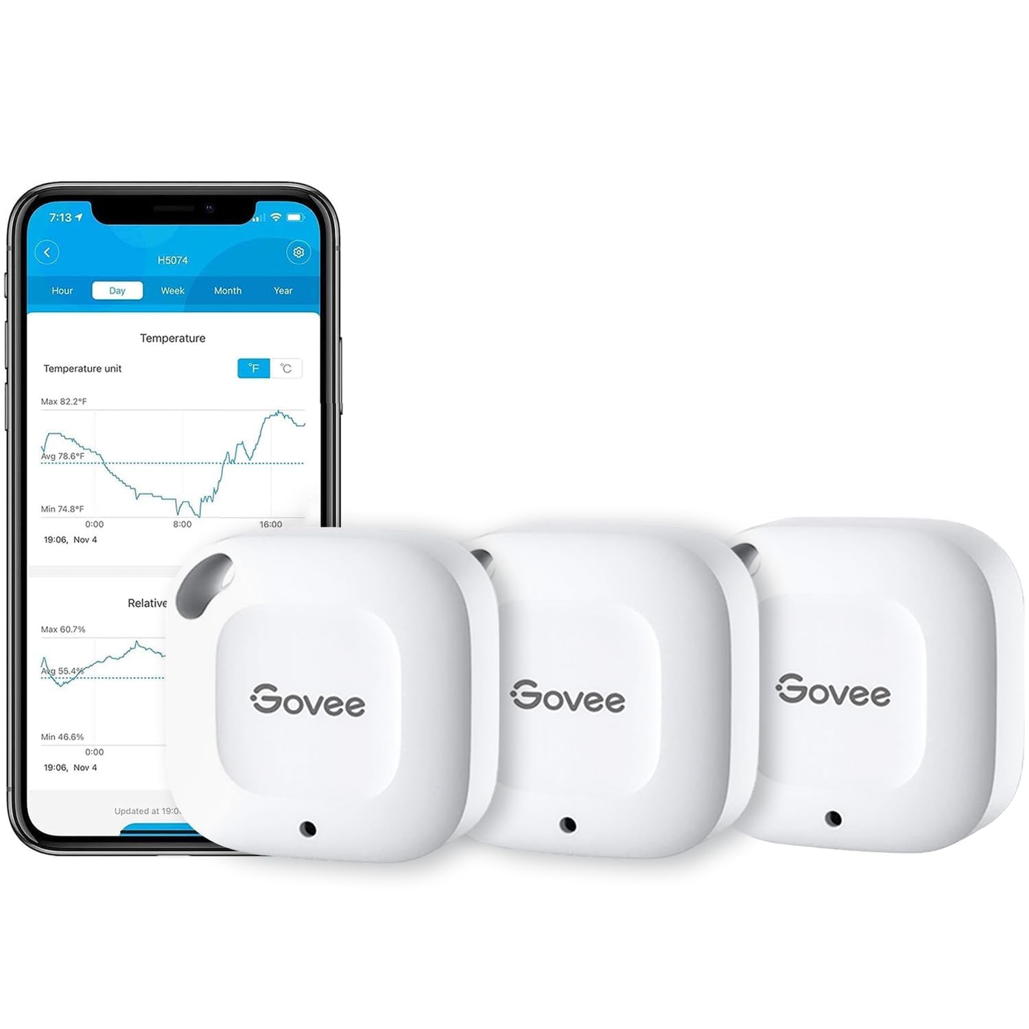 Govee Smart Bluetooth Thermometer Hygrometer 3 Pack front view