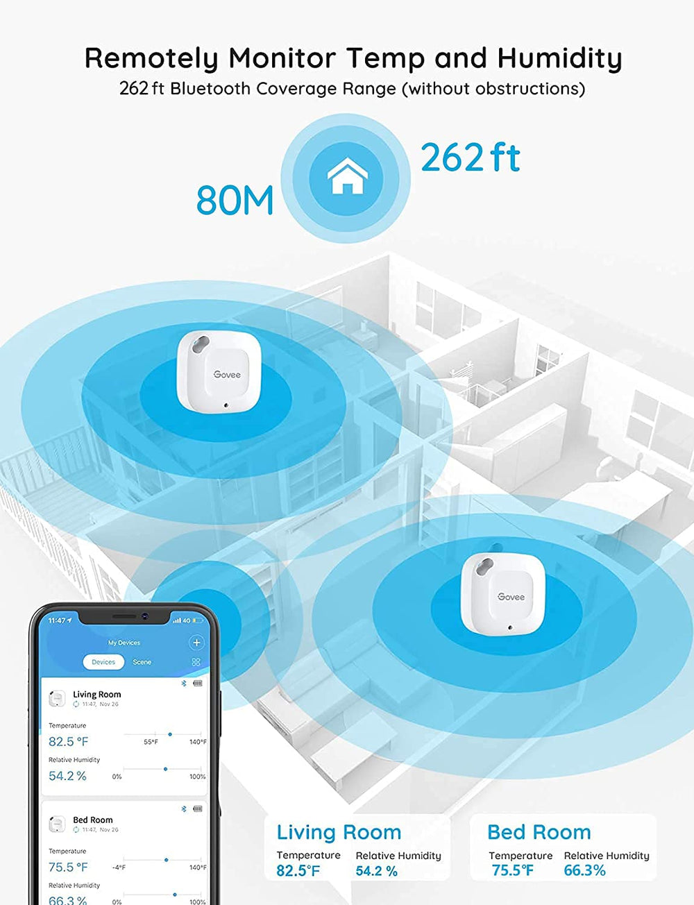 Govee Smart Hygrometer showing CSV data export feature