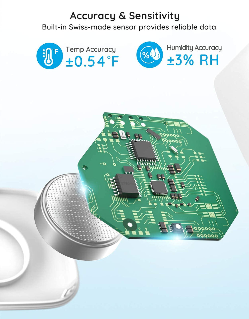Govee Smart Thermometer Hygrometer compact design with app