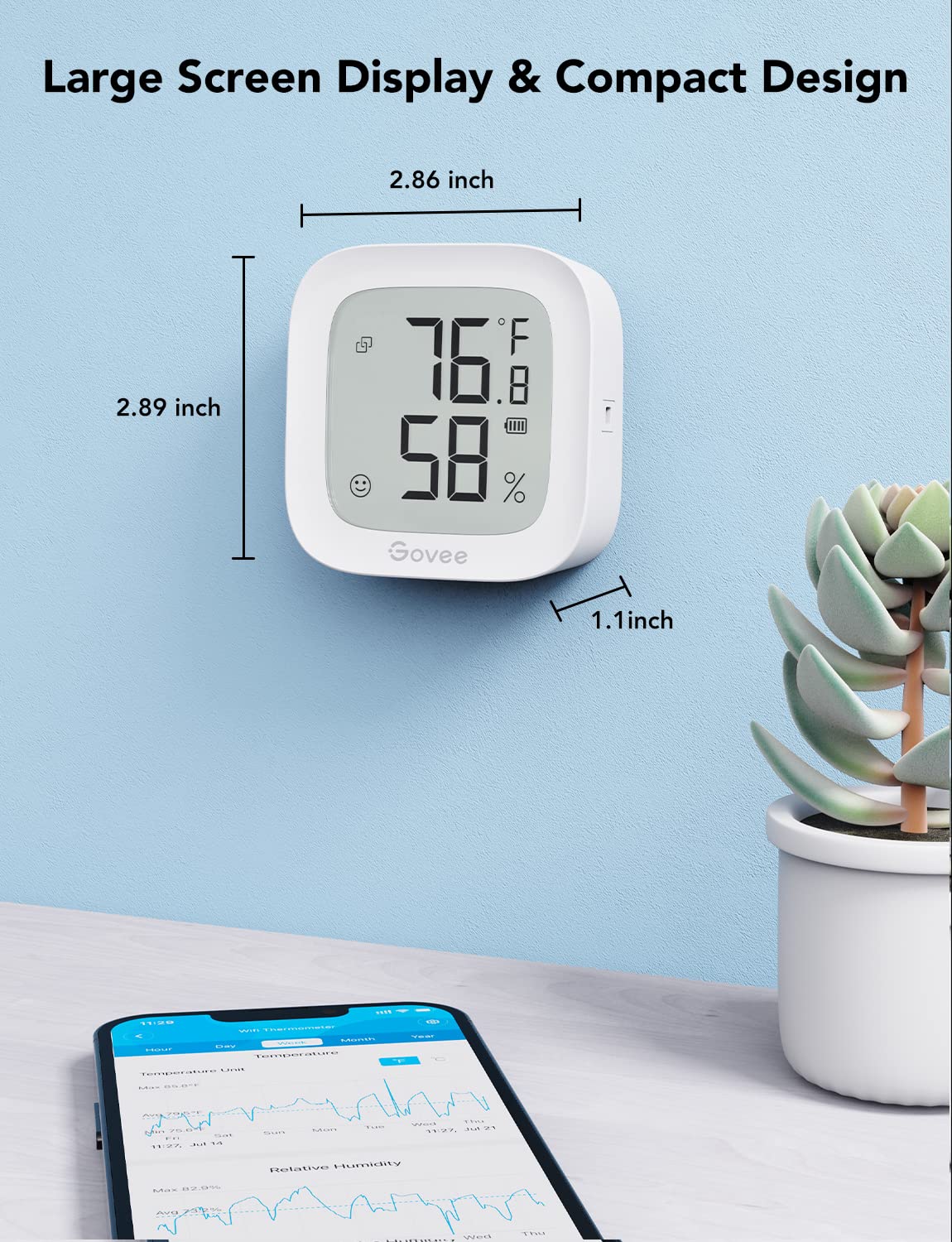 Govee WiFi Thermometer Hygrometer H5103 back view