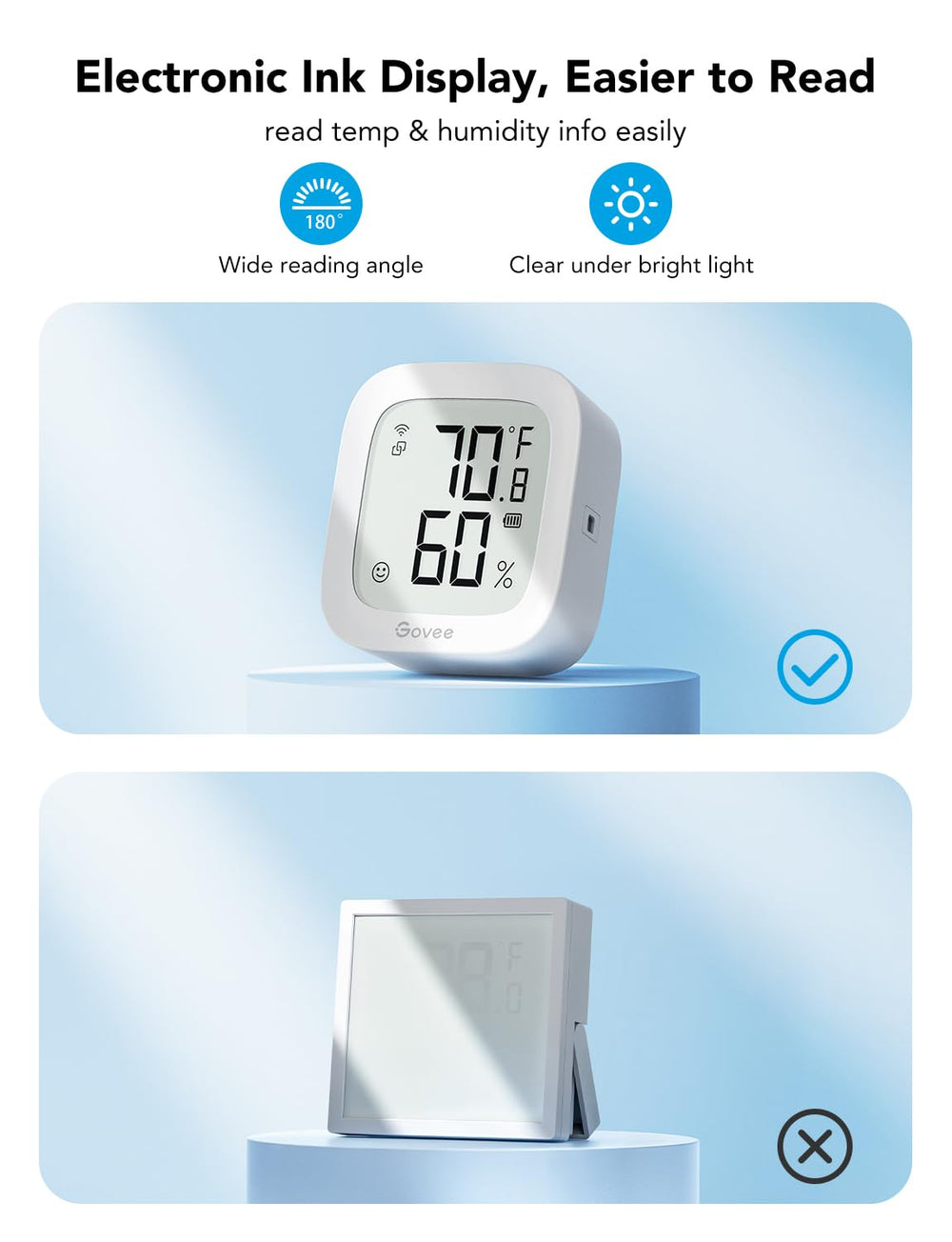 Govee WiFi Thermometer Hygrometer H5103 back view demonstrating battery compartment