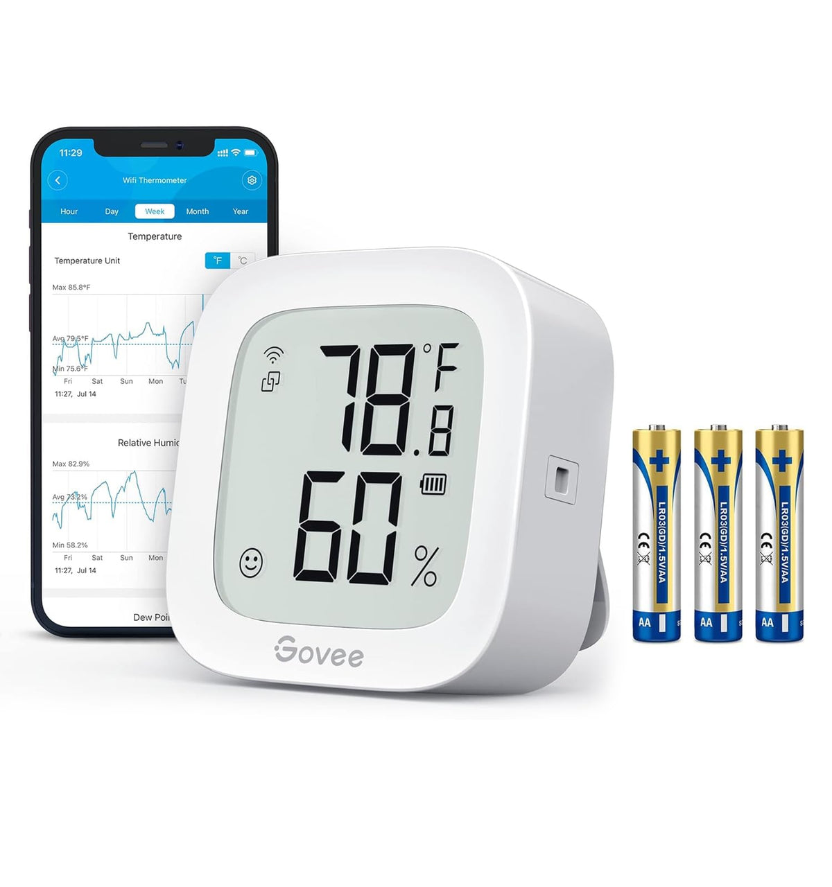 Govee WiFi Thermometer Hygrometer H5103 white model front view