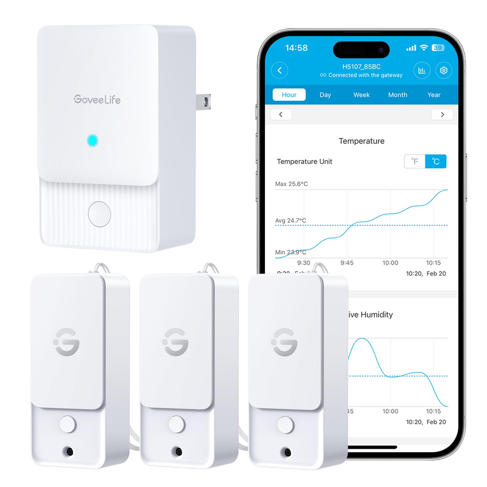 GoveeLife Outdoor Indoor Wi-Fi Gateway Thermo-Hygrometer front view